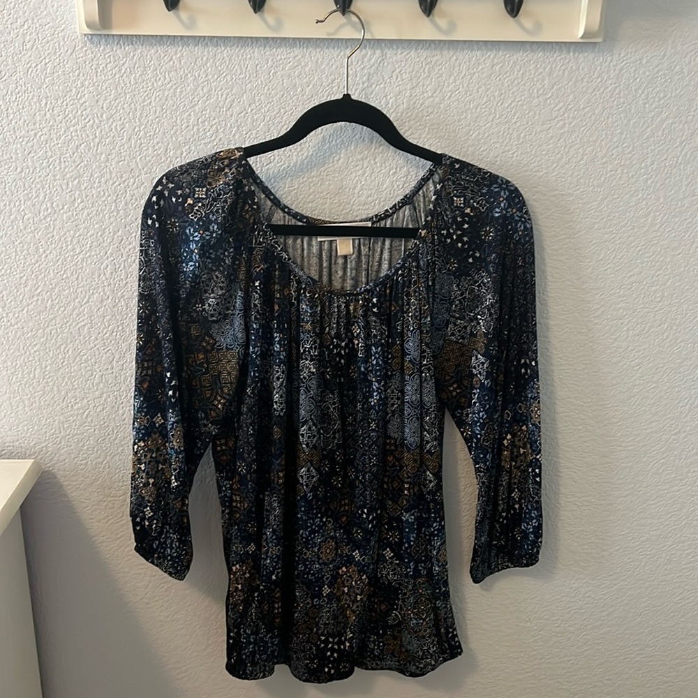 Michael Kors Padova printed Paisley 3/4 sleeve blouse